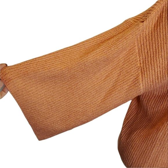 Anthropologie Knit Coral Pink Orange Knit Cardigan Sweater Oversized Open Front - Picture 4 of 8